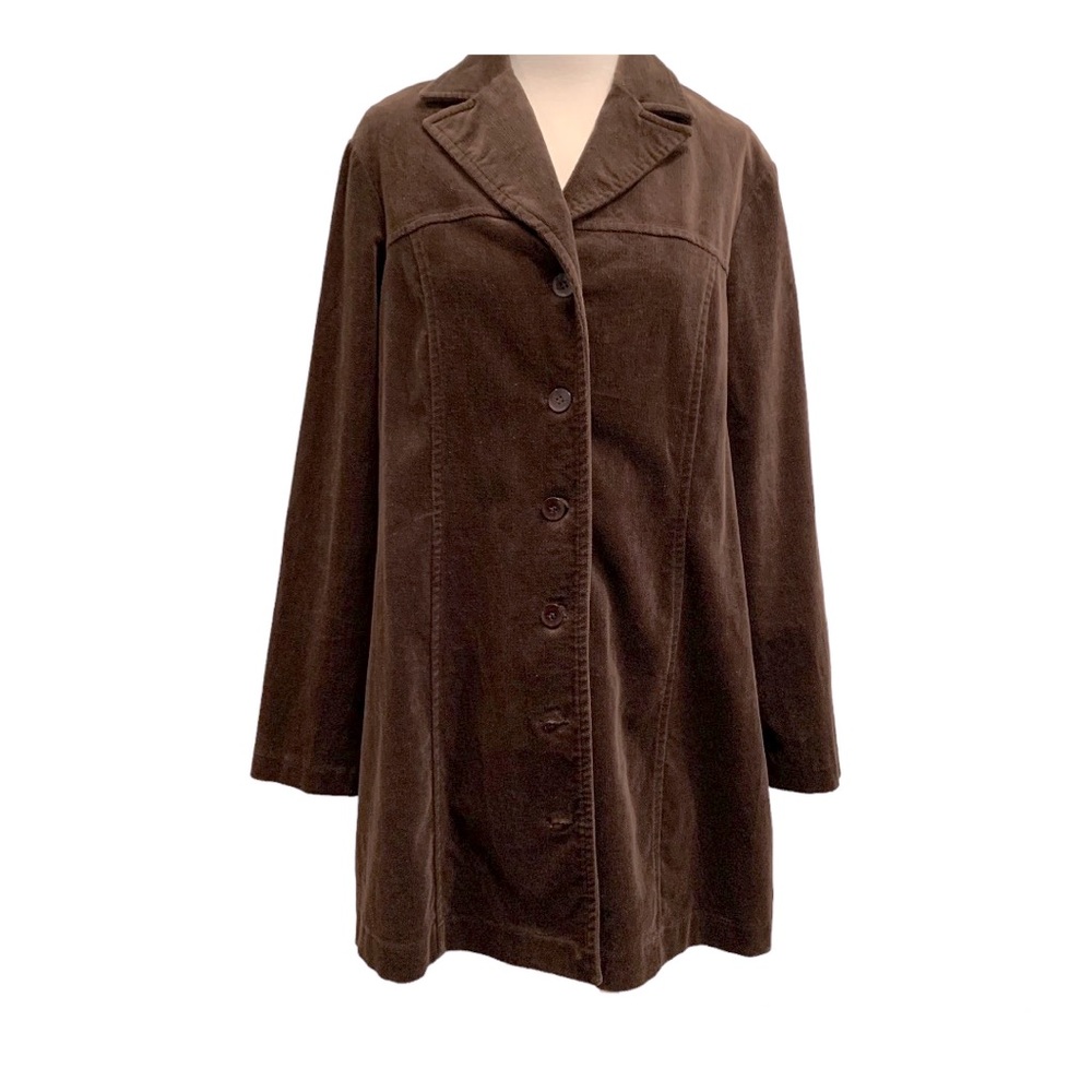 Barbara Starr for Modern Maternity Brown Lightweight Button-up Coat, Size Medium